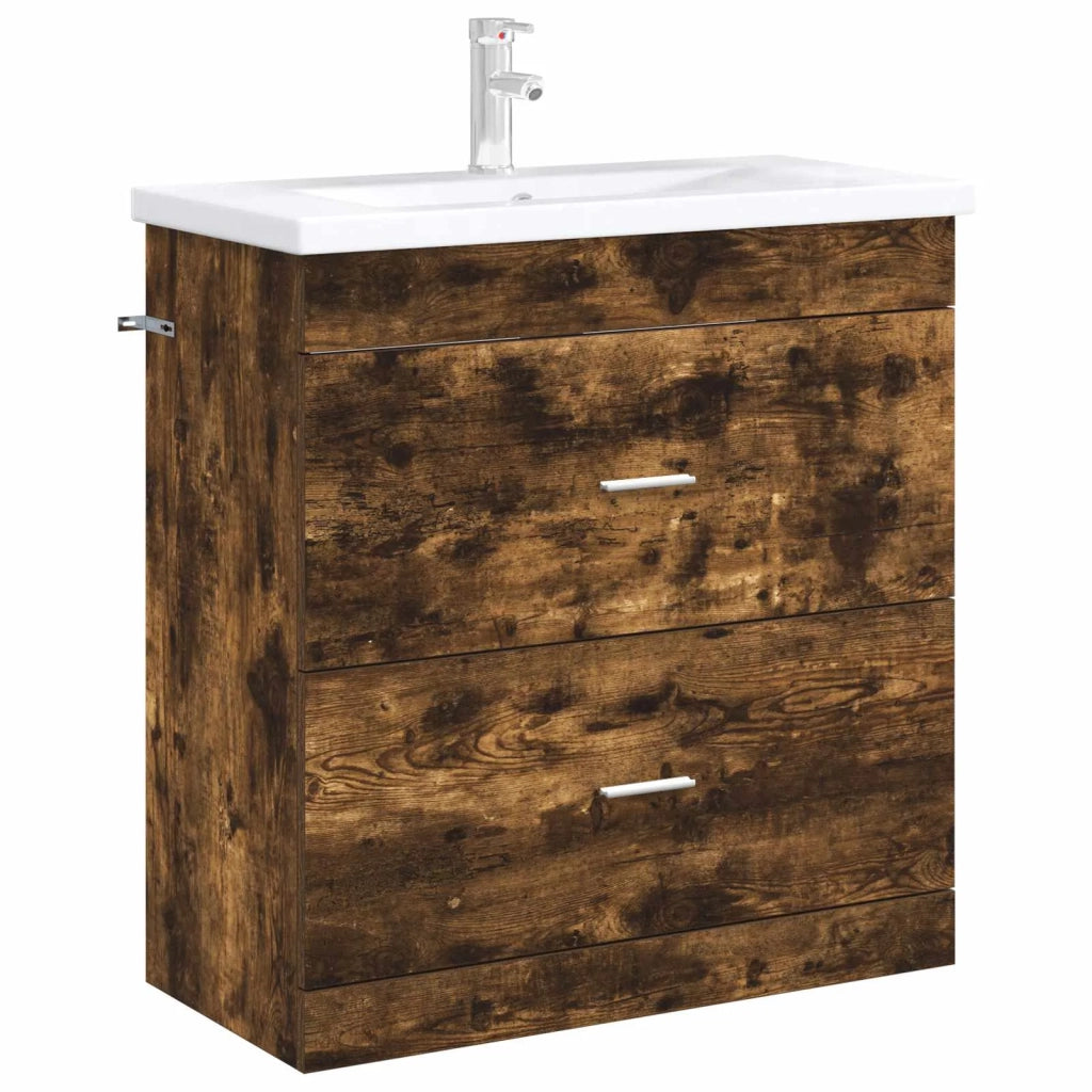 Mobiletto da Bagno Sotto Lavabo Rovere Fumo 78,5 x 37,5 x 81 cm