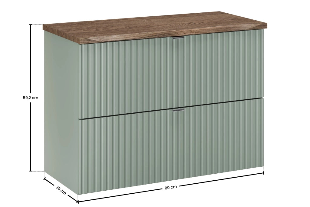 Set mobili bagno 80 cm con piano Line Reed Green 80 x 1401 x 40 cm