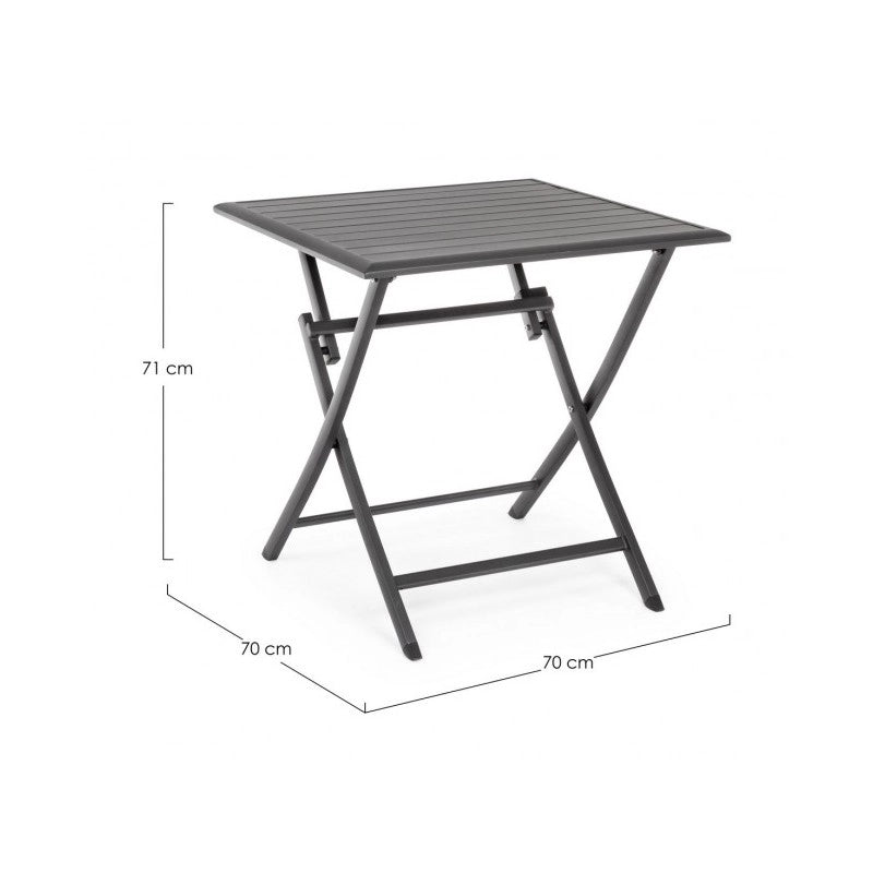 Tavolo da esterno pieghevole in alluminio Antracite ELIN 70x70x h71 cm