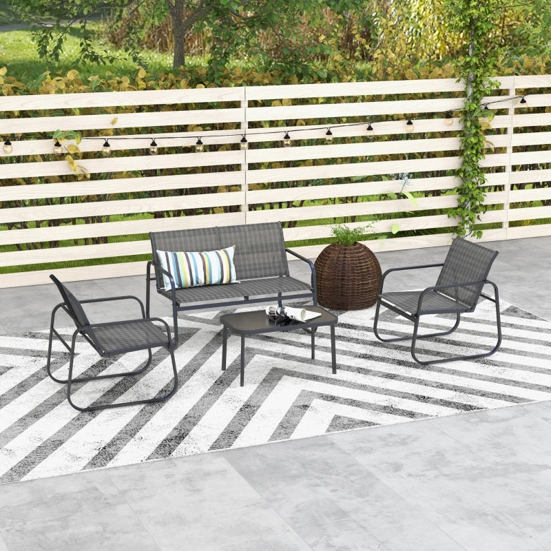 Set Mobili da Giardino 4 Pezzi con Divano 2 Posti, 2 Sedie e Tavolino ¨C Xylo ¨C Mesh Nero