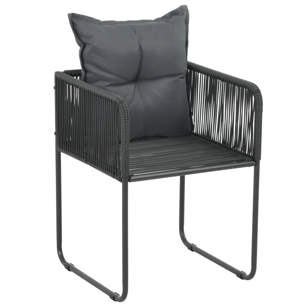 Set da Pranzo da Giardino 7 pz in Rattan PVC Nero