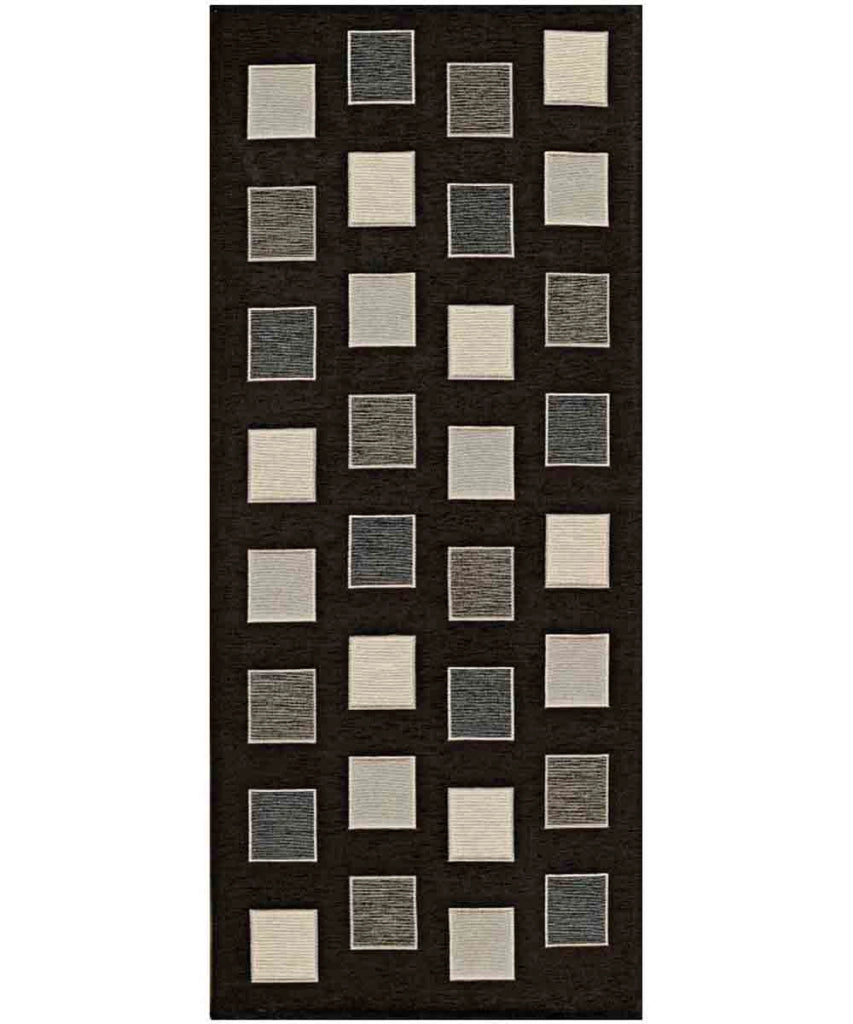 Tappeto moderno SQUARE NERO geometrico a quadri, passatoia cucina multiuso lavabile in lavatrice e anti-scivolo cm.55x190