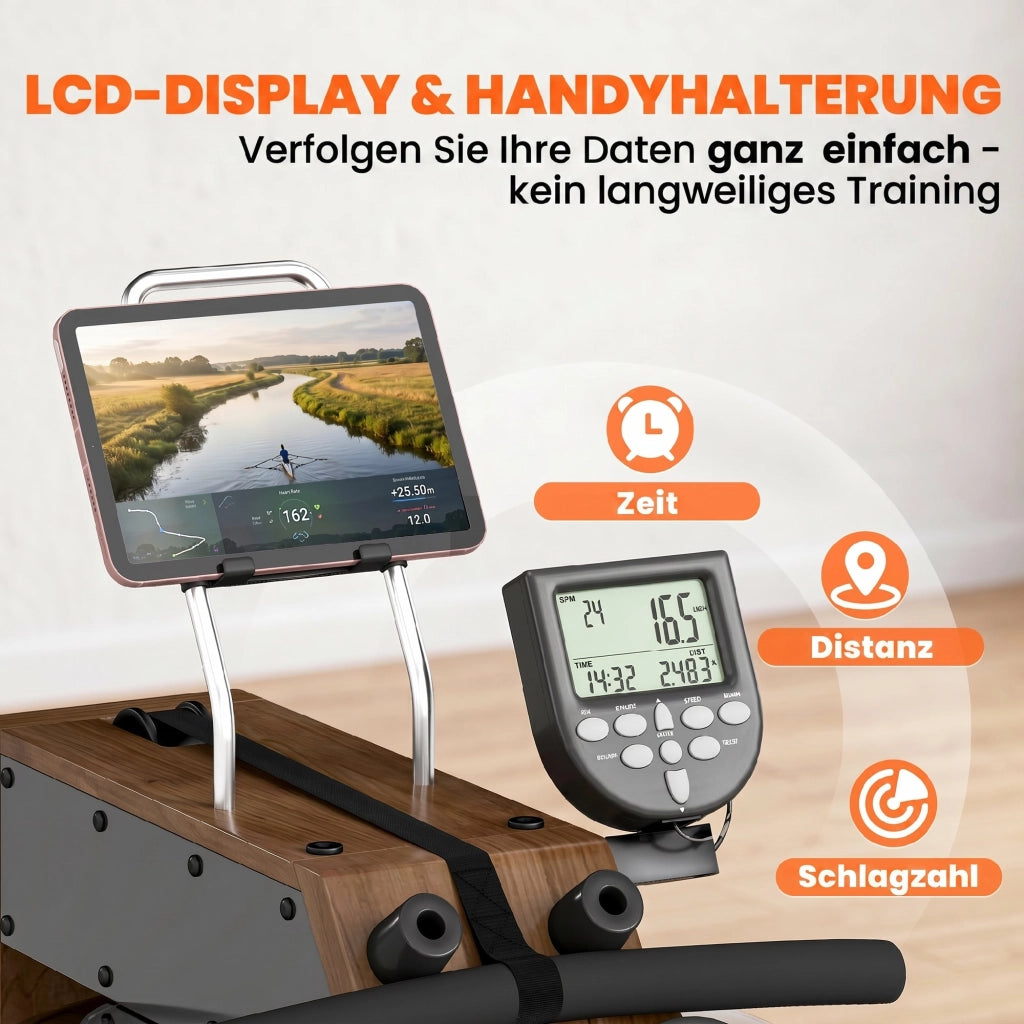 Vogatore per Casa ¨C Zephmum ¨C Legno di Gomma Pieghevole Bluetooth APP Doppia Guida LCD 158 kg