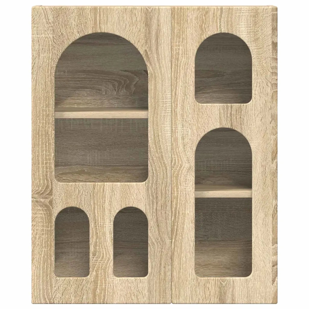Mobiletto a parete moderno con ripiani 59 x 20 x 71 cm pratico contenitore stile minimalista legno ingegnerizzato rovere Sonoma 02_0054784