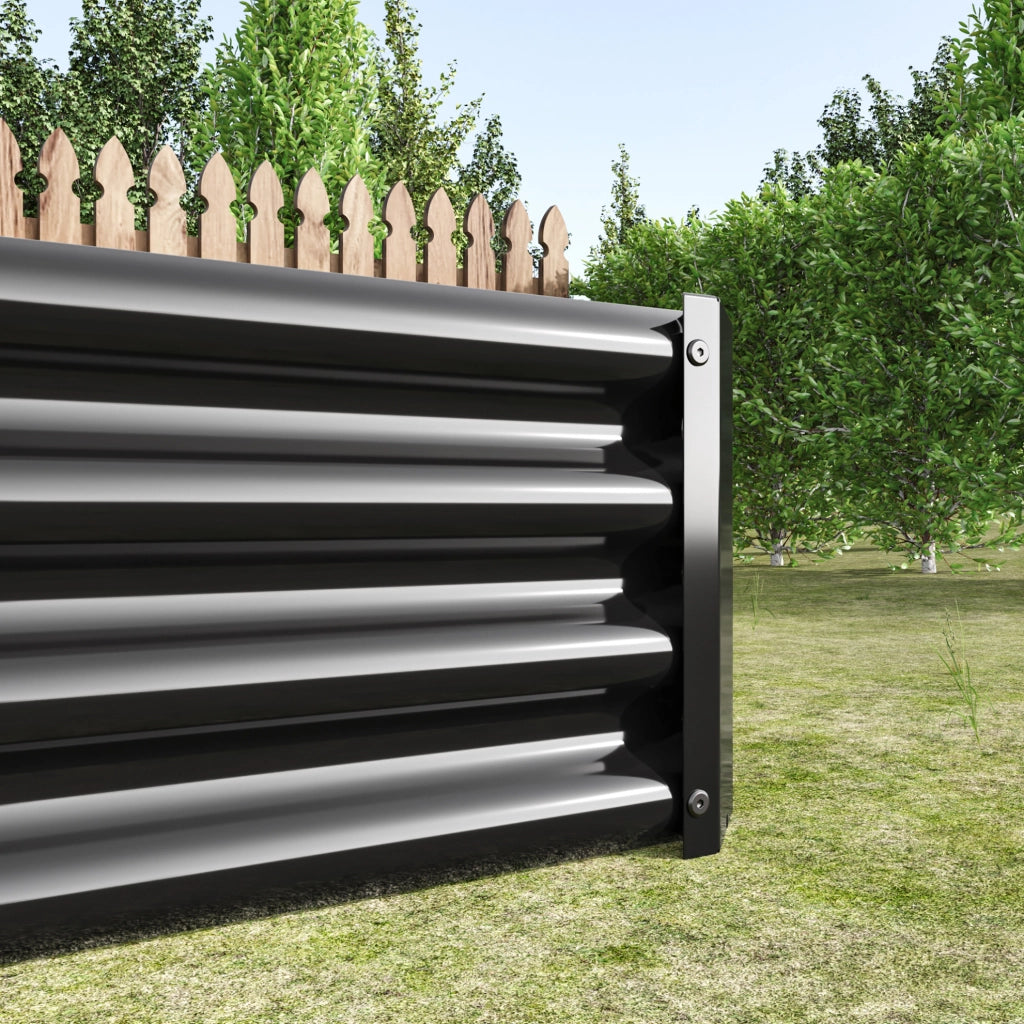 Fioriera rialzata in metallo 232 x 113,5 x 30 cm nera