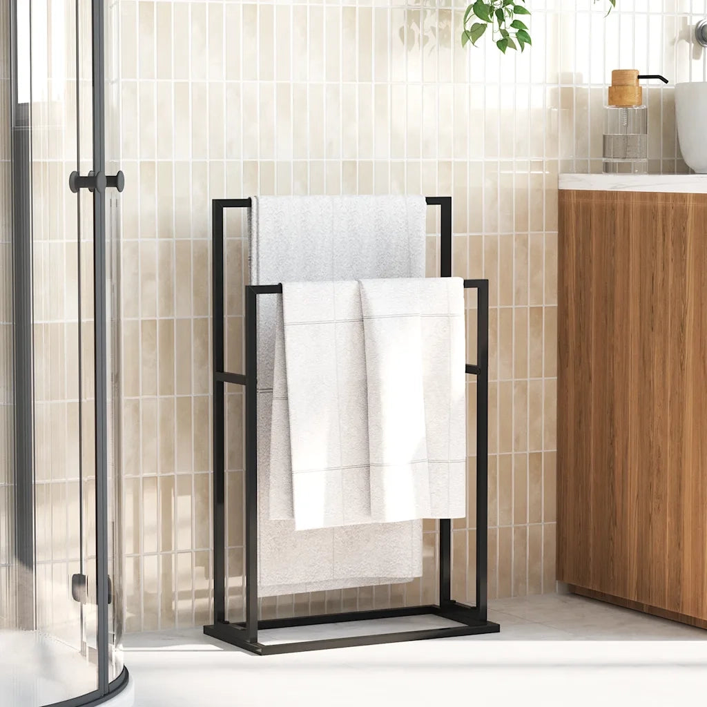 Portasciugamani Autoportante Nero 48x24x78,5 cm in Ferro 336127