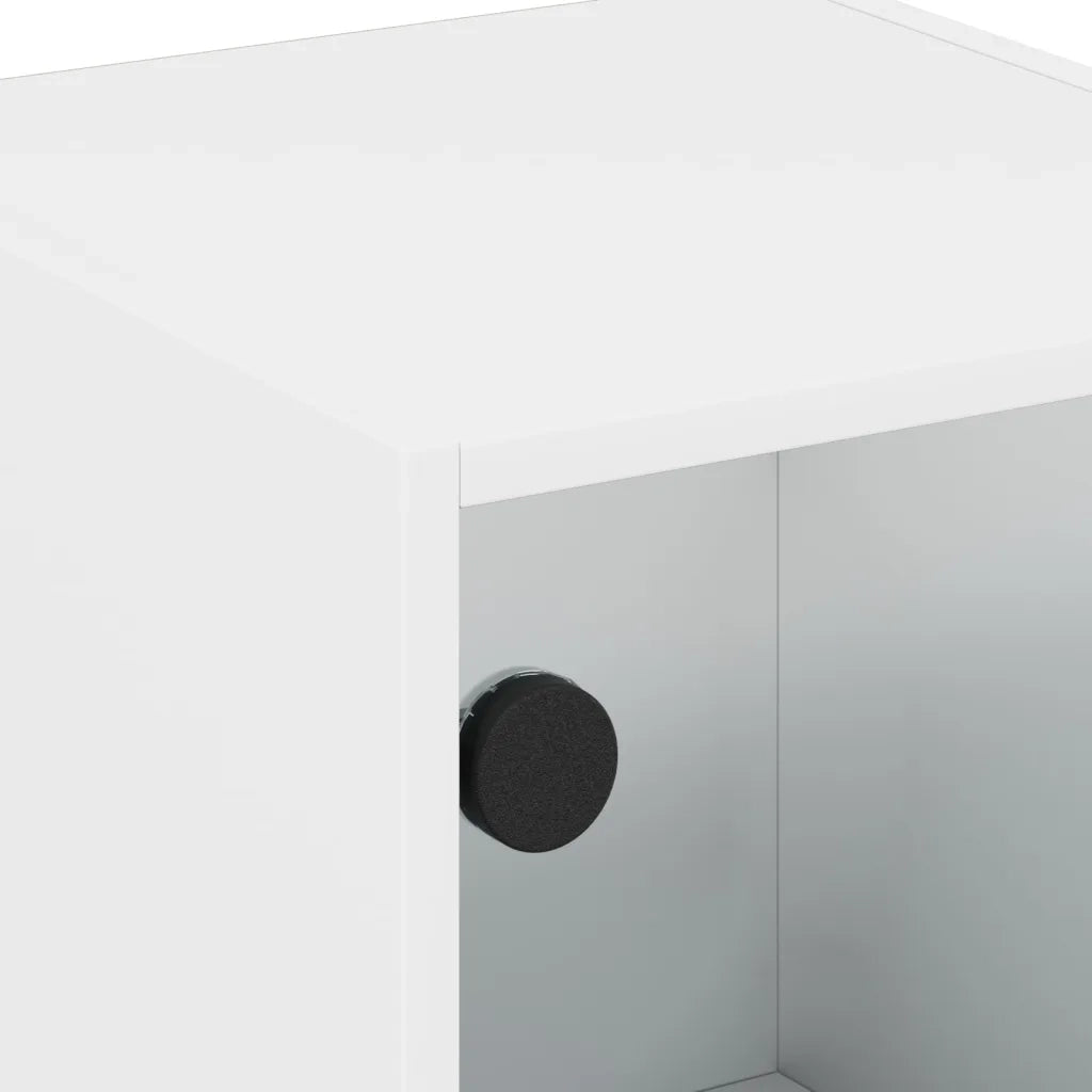 Comodino con Anta in Vetro Bianco 35x37x42 cm 836343