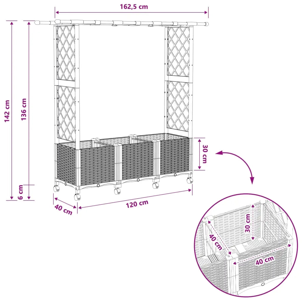Letto Rialzato con Griglia e Tetto Grigio Chiaro PP 3423119