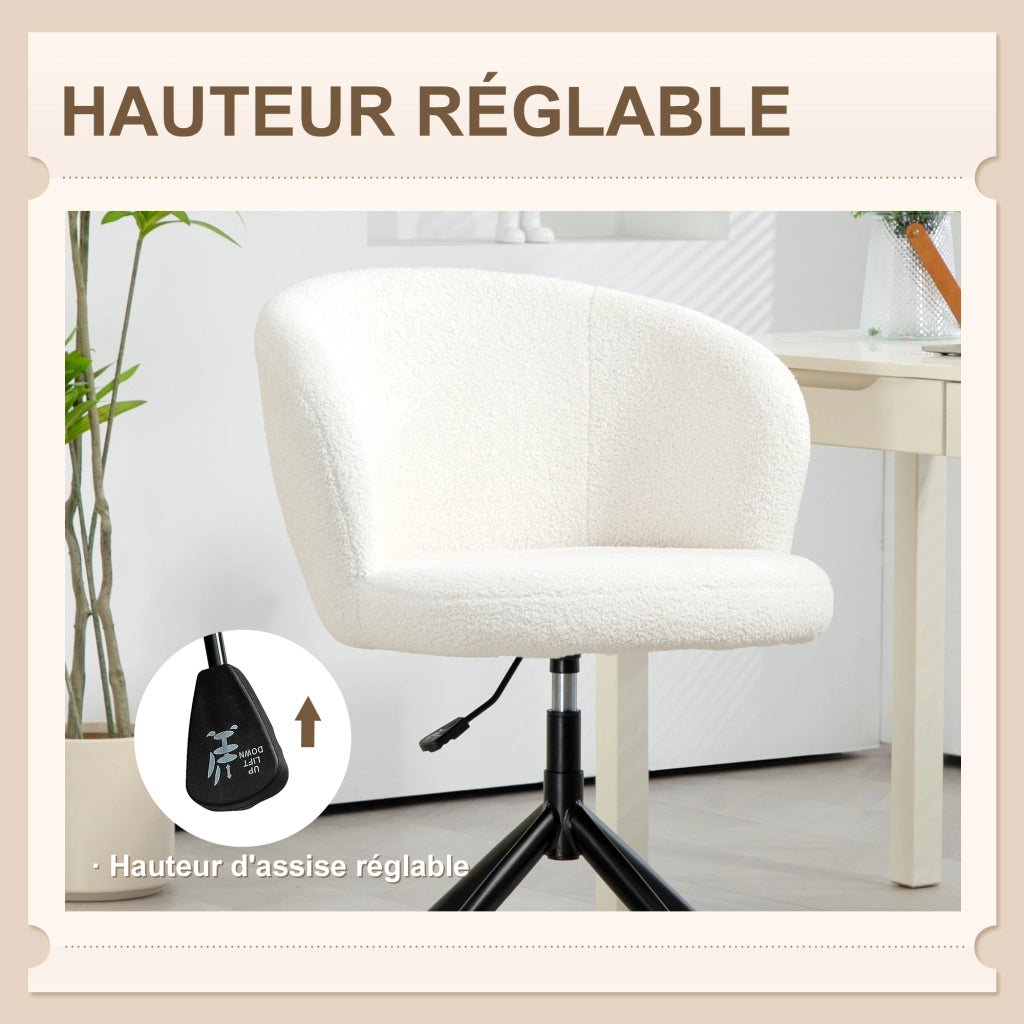 Sedia da Ufficio Ergonomica ¨C Xylo ¨C Tessuto Bouclette Bianco, Seduta Girevole Regolabile 120kg