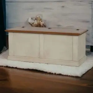 Cassapanca baule in legno Shabby chic ap bianca anticata e miele