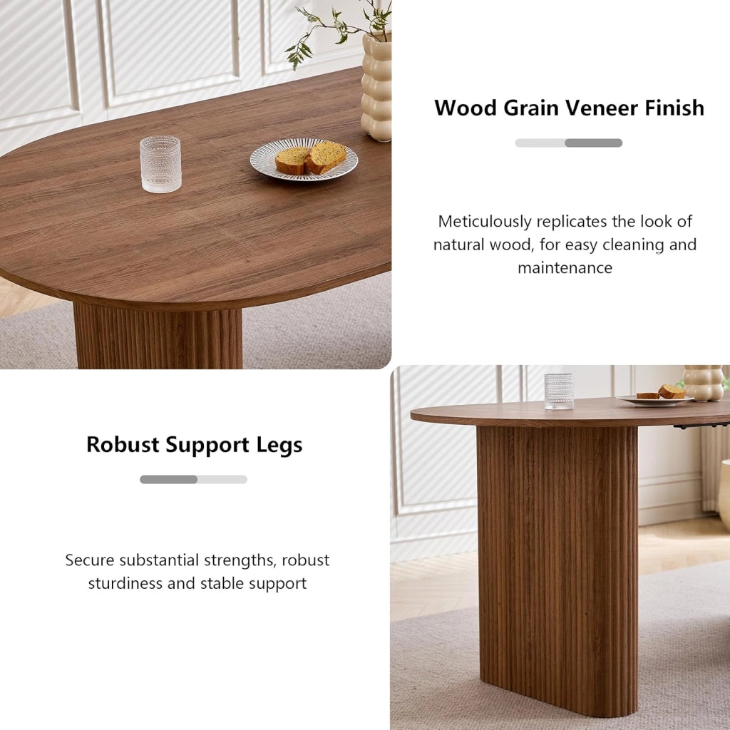 GrandCA HOME Tavolo da Pranzo Ovale in Legno, Tavolo da Cucina Moderno da 180 CM, Ampia Scrivania in MDF per 6-8 Persone (Marrone Scuro)
