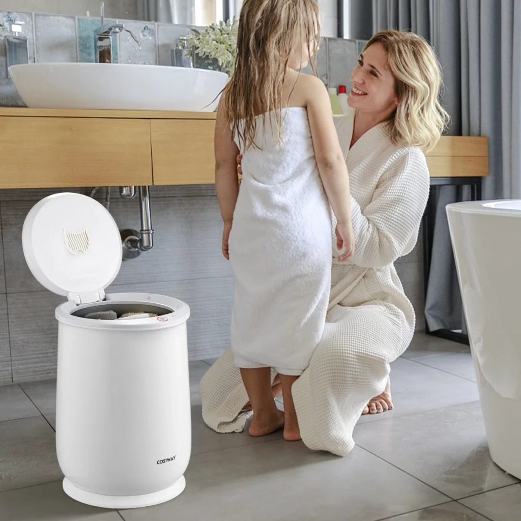 Scalda Asciugamani a Secchiello 21L Scaldasalviette Portatile con Timer 20-90 Min e Asciugatura 2-5 Ore Bianco