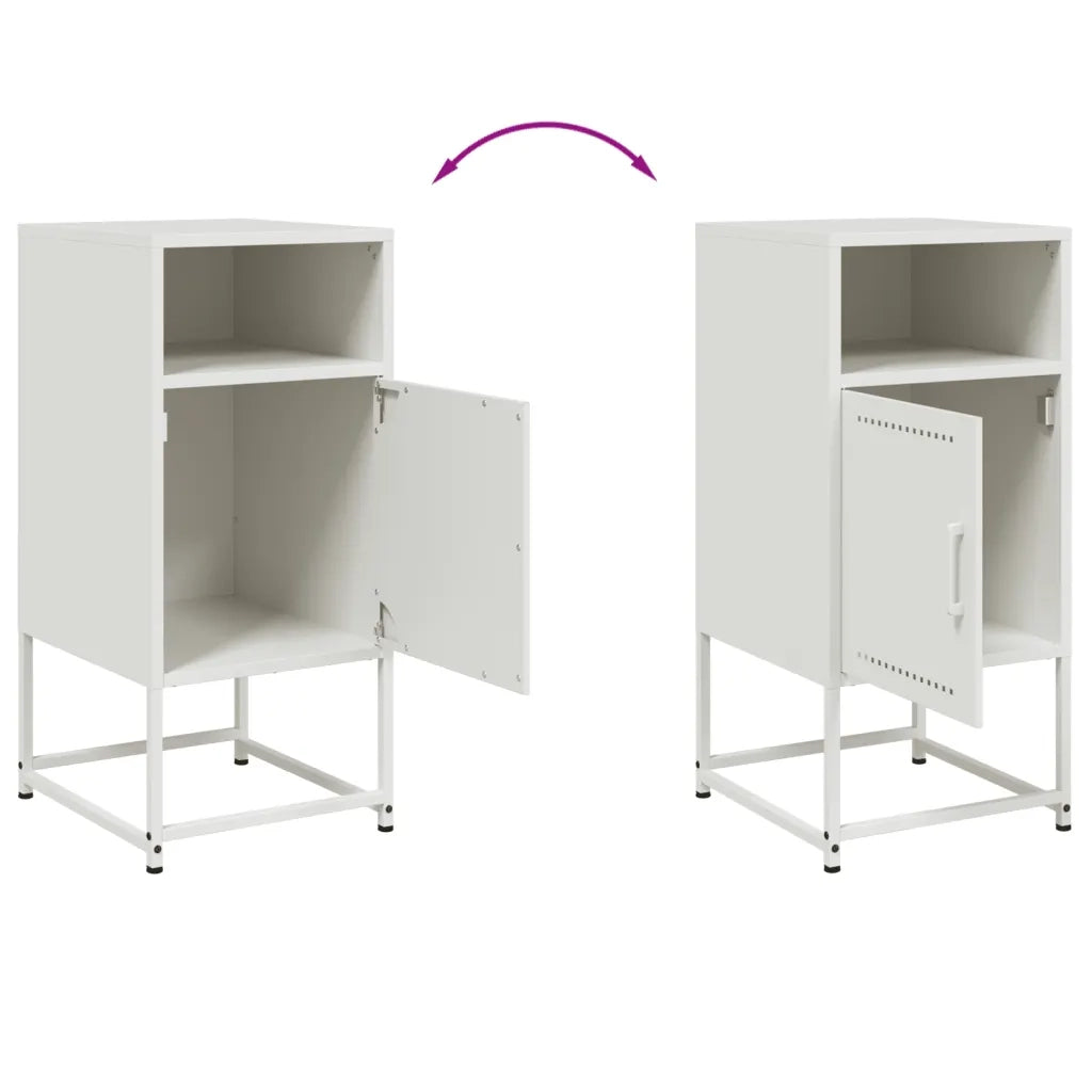 Set di 2 Comodini | Armadio da Notte | Mobiletto da notte Bianchi 36x39x78 cm in Acciaio