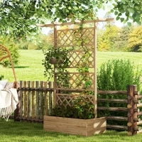 Letto per Orto con Traliccio e Pergola per Rampicanti con Fondo Aperto, 160x55x183cm, Legno Naturale