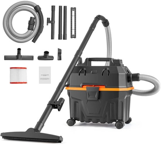 Aspiratore di aria per ambienti di lavoro, 5 pacchi, 15 L, Prestazioni di aspirazione e soffiaggio potenti, Portatile con accessori, Ideale per tappeti e sporcizia, Leggero, Nero