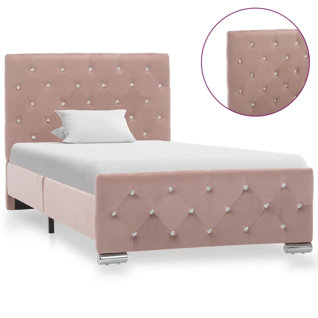 Letto singolo | Letto per adulti | Giroletto Rosa in Velluto 90x200 cm