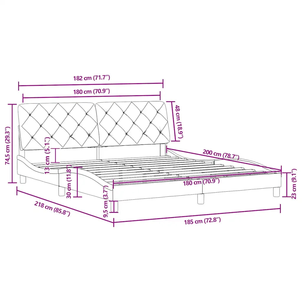 Giroletto senza Materasso Grigio Chiaro 180x200 cm Velluto 3207935