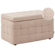 Panca per camera da letto con tappezzeria trapuntata in bouclè beige ottomana con contenitore