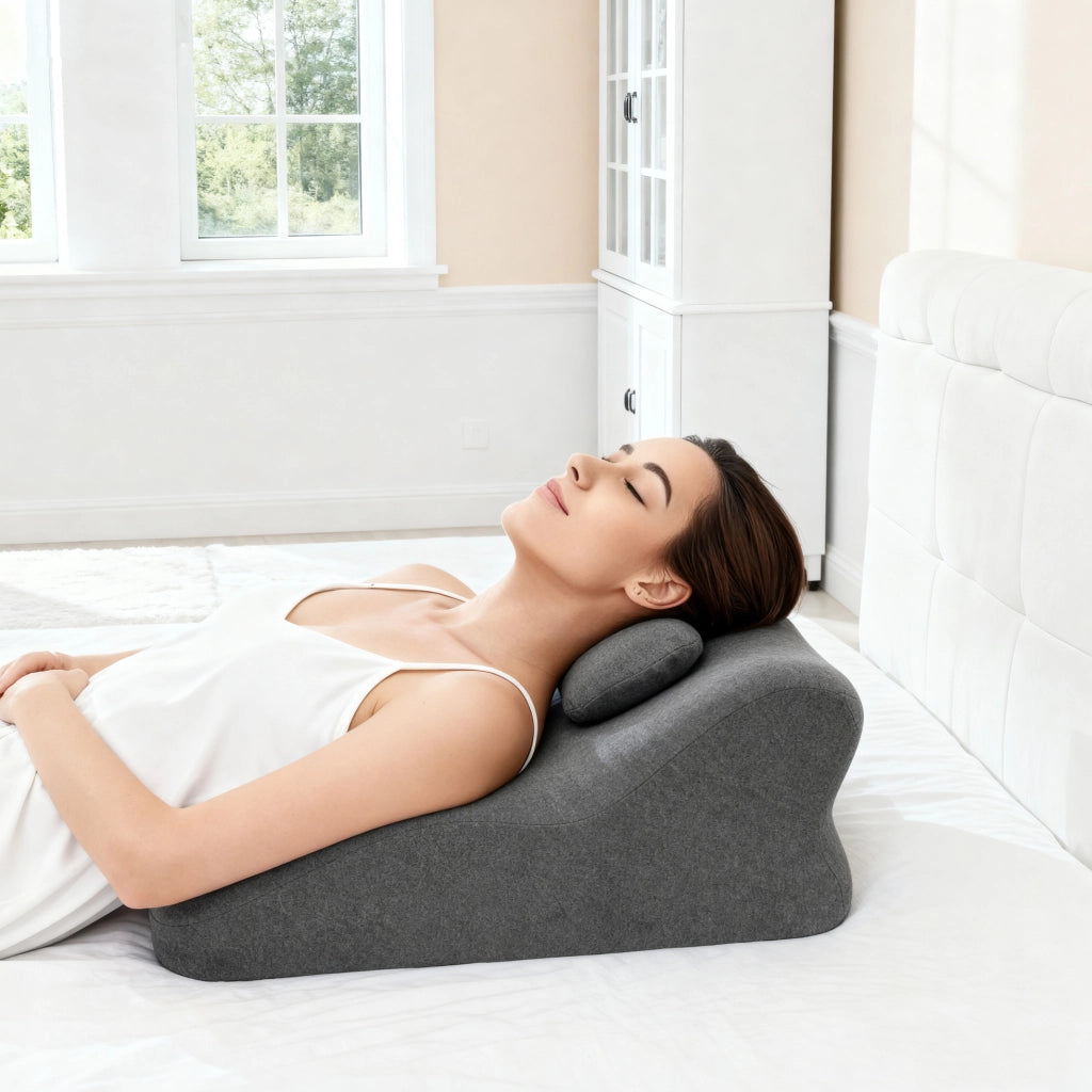 Cuscino a cuneo ergonomico ULEVR 40x15x15 cm in memory foam, 27¡ã, rivestimento sfoderabile grigio scuro