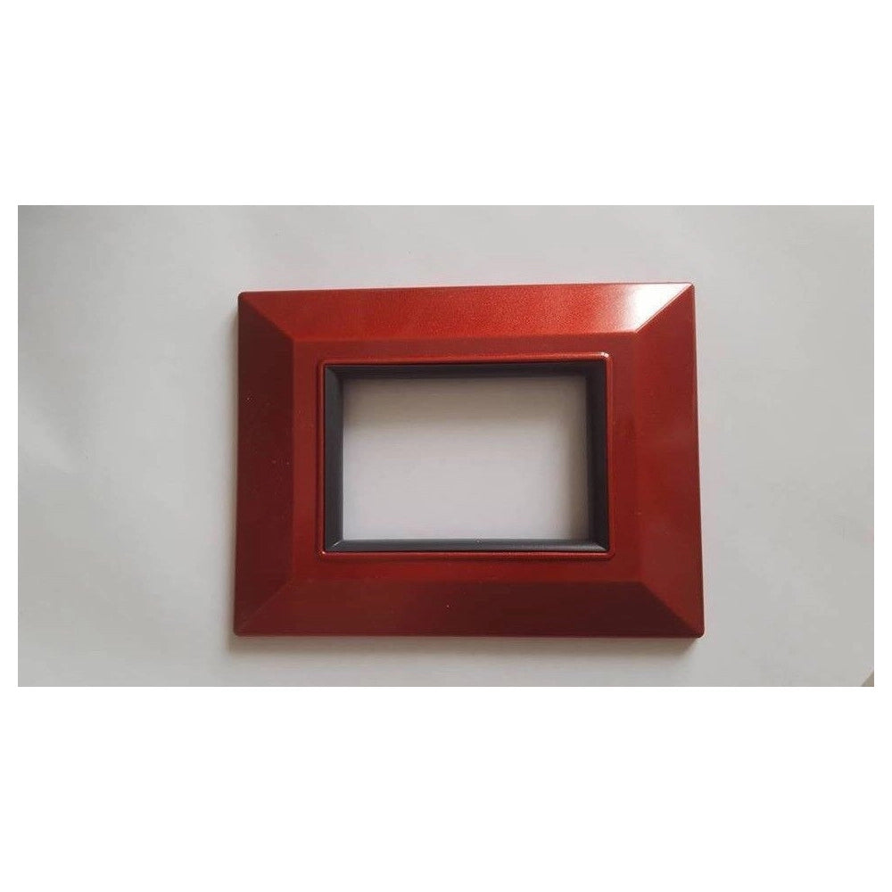 Trade Shop - Placca Placchetta Placchette Compatibili Per Serie Axolute Bticino Colorate Sq - Rosso Metallizzato -3 Fori     -