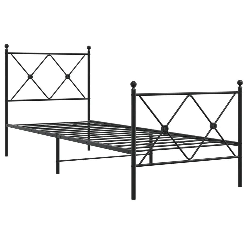 Giroletto con Testiera e Pediera-Struttura Letto Metallo Nero 80x200 cm 657157