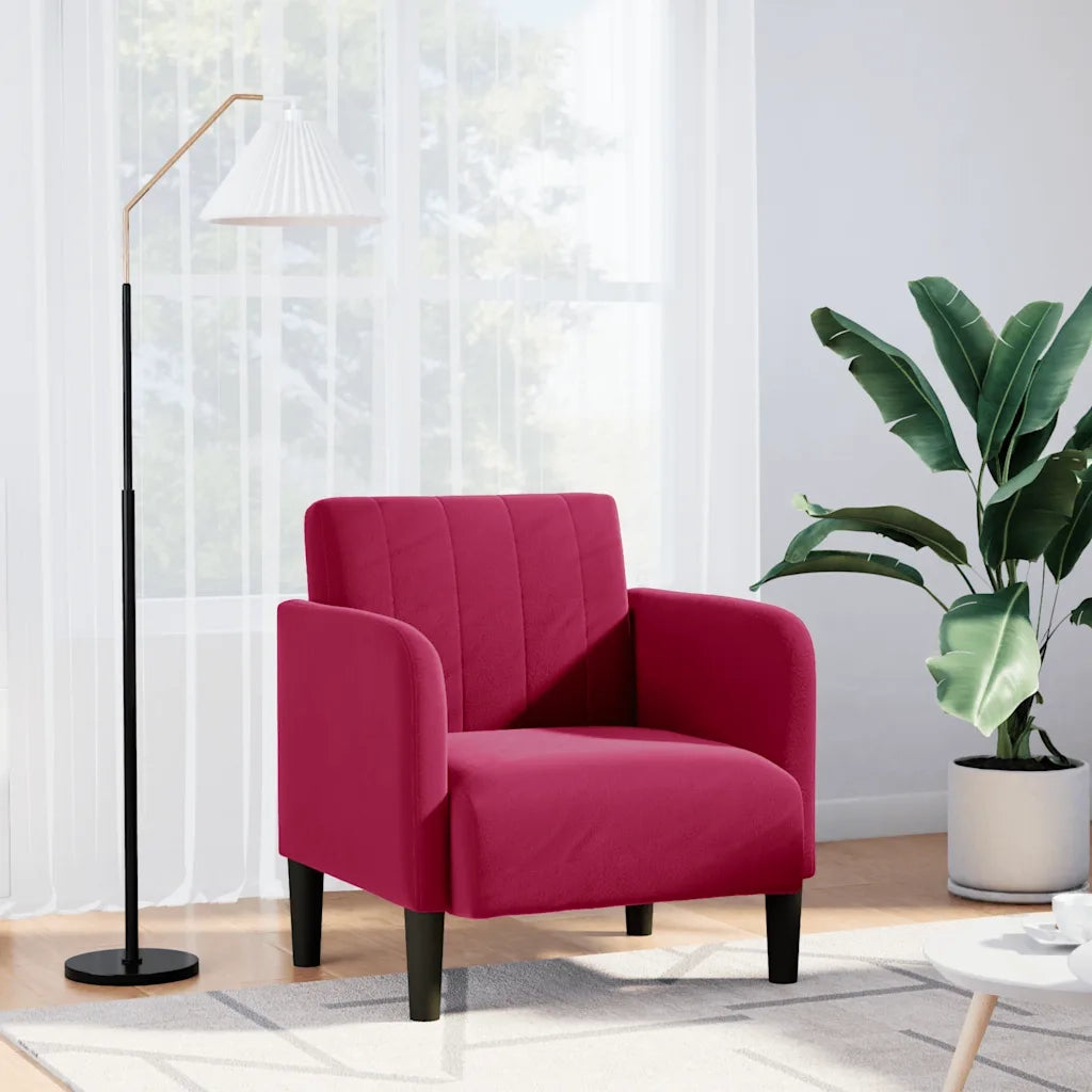 vidaXL Divano Sedia con Braccioli Rosso Vino 54 cm in Velluto