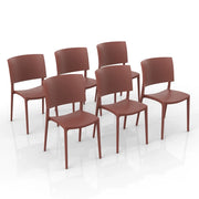 Set 6 sedie in polipropilene 100% Made in Italy SHARP, impilabile, resistente ai raggi UV, design moderno, ideale per sala da pranzo, cucina, sala d’attesa, bar, ristoranti o da esterno colore Mattone