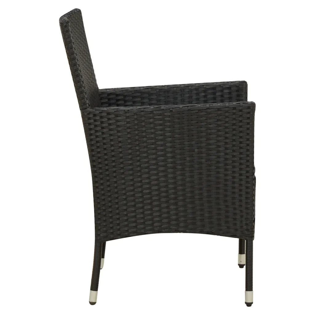 Sedie da Giardino con Cuscini 4 pz in Polyrattan Nere cod mxl 23203