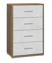 Cassettiera 4 Cassetti 71x110x41 cm Noce Stelvio/Ossido Bianco