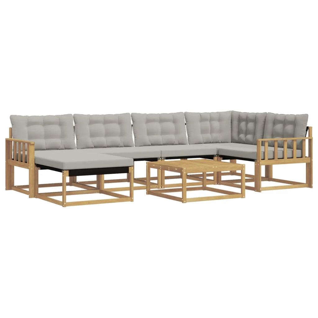 Set di divani da esterno 7 pcs Bianco e Grigio Chiaro
