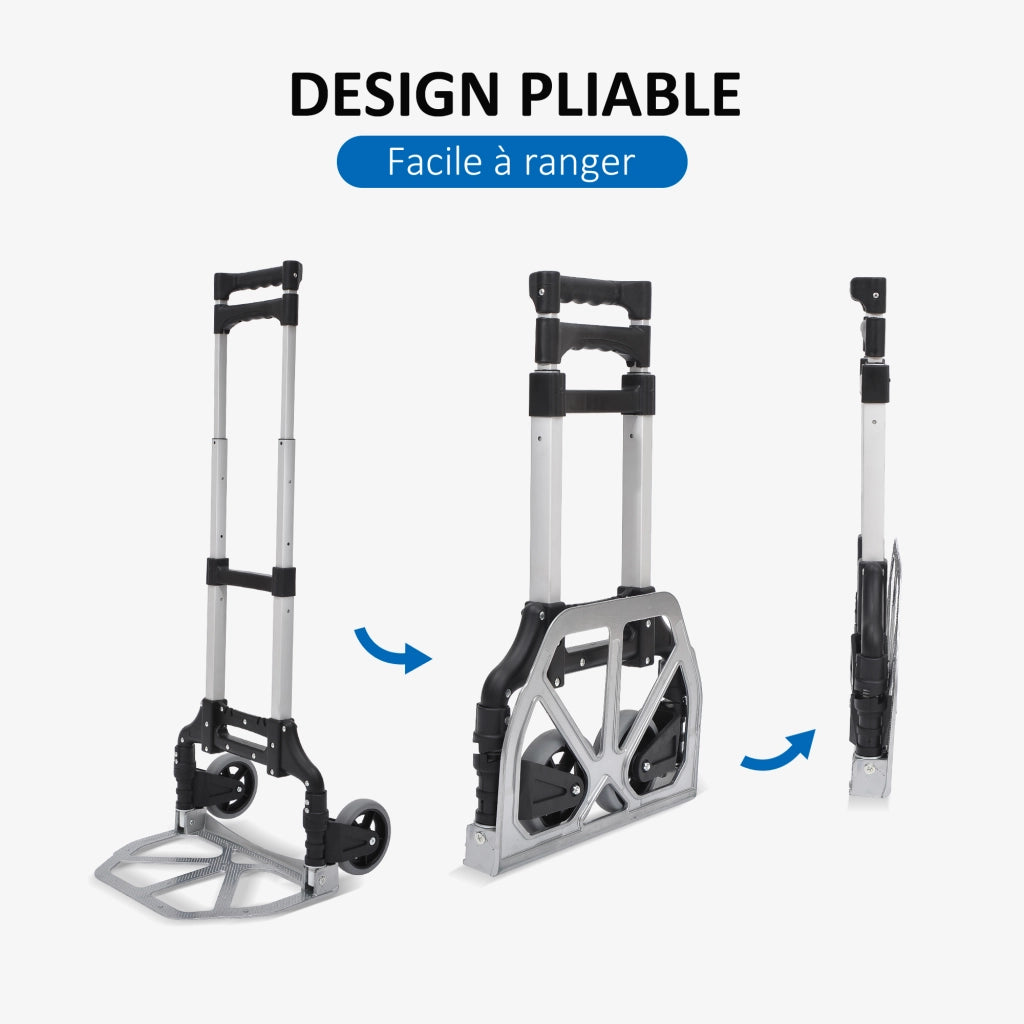 Carrello a mano pieghevole telescopico ¨C Minimal ¨C alluminio argento-nero 70kg