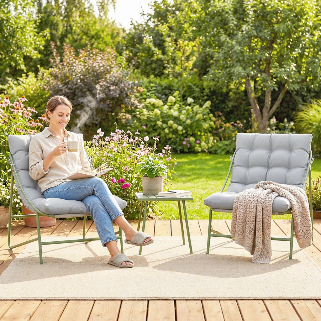 Set da giardino 3 pezzi con tavolino e cuscini ¨C zephmum ¨C grigio chiaro