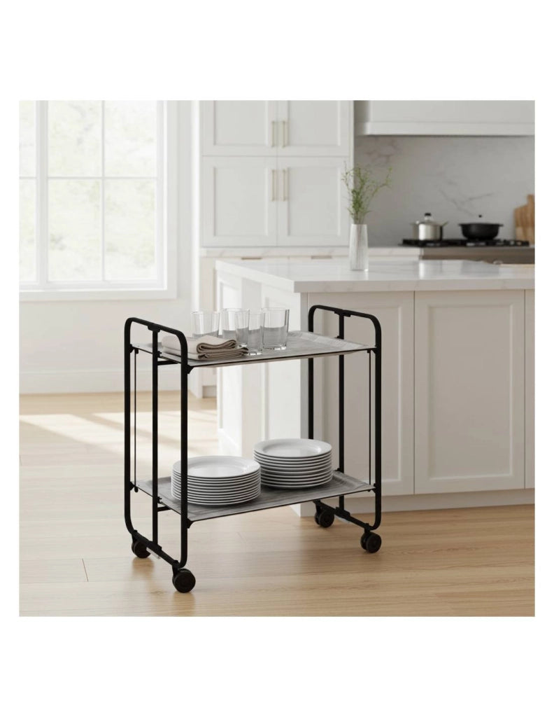 Carrello da cucina pieghevole nero con ruote BAUHAUS 2 ripiani