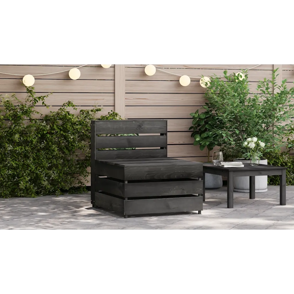 Divano Centrale Giardino su Pallet Legno Pino Impregnato Grigio cod mxl 75061