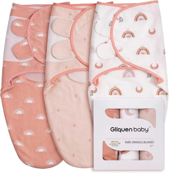 Set di pannolino e sacco a pelo per neonati 0-3 mesi - Asciugamano per la notte e sacco a pelo - Set di 3 pannolini universali - 100% cotone biologico