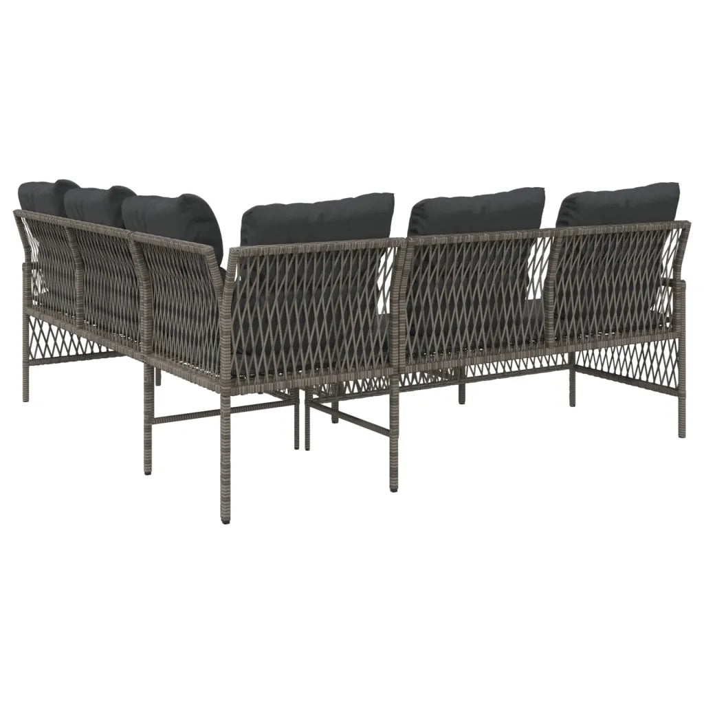 Set Divano da Giardino 2 pz con Cuscini Grigio in Polyrattan