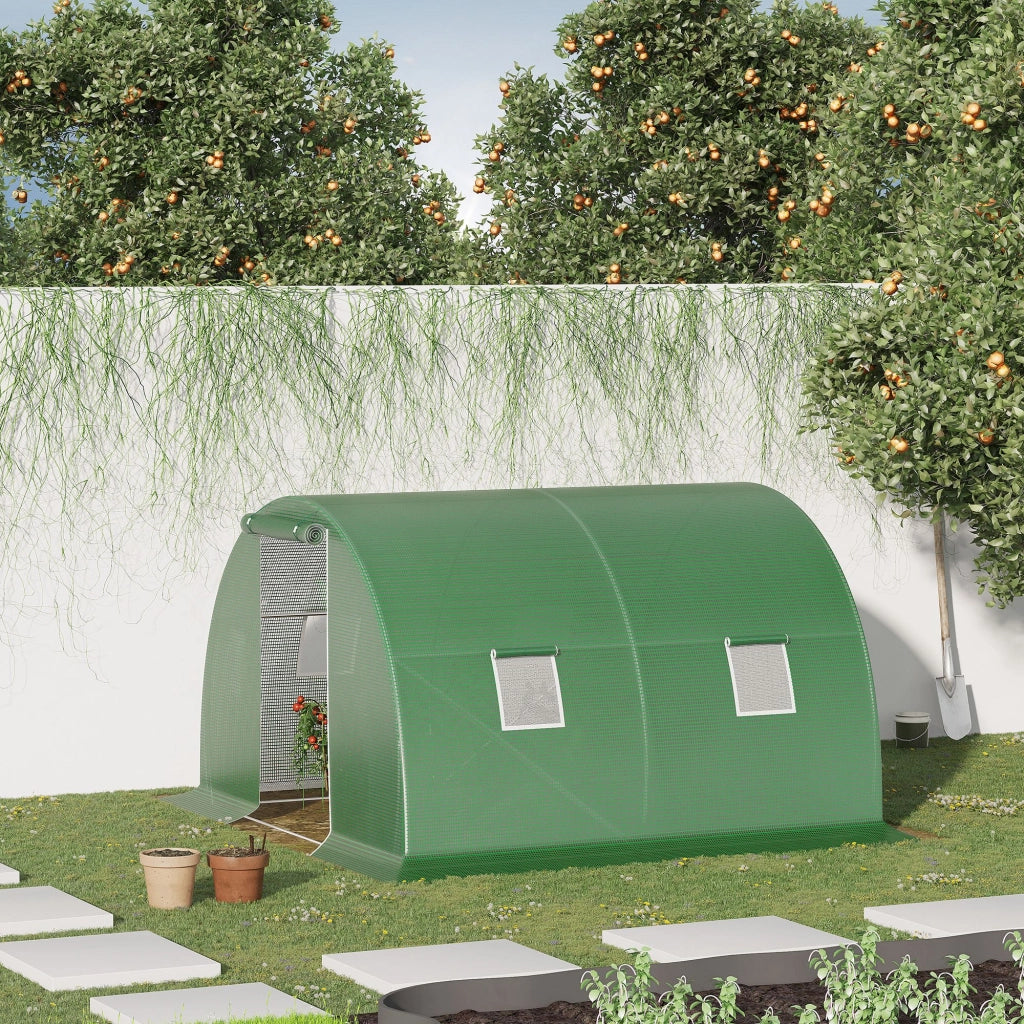 Serra Tunnel 3x3x2 m ¨C zephmum ¨C Verde con Porta a Rullo e Finestre in Rete