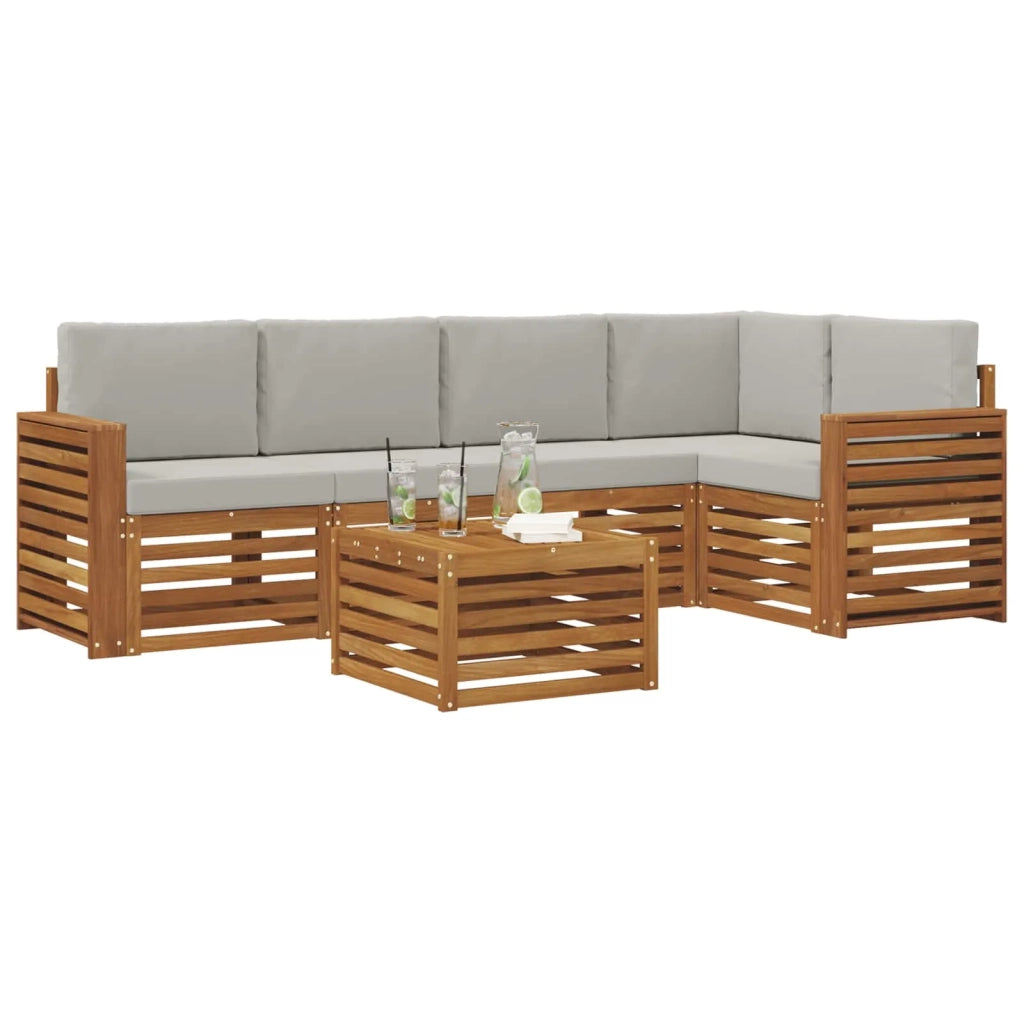 Set divano sezionale con cuscino 6 pcs Grigio Naturale e Chiaro 3374856