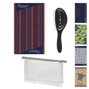 Set Mare 3 Pezzi con Telo Mare in Microfibra 90x170 cm, Pochette Trasparente 32x20 cm con Zip e Spazzola Districante – Kit Spiaggia e Piscina – Fantasie Assortite - IDEA REGALO