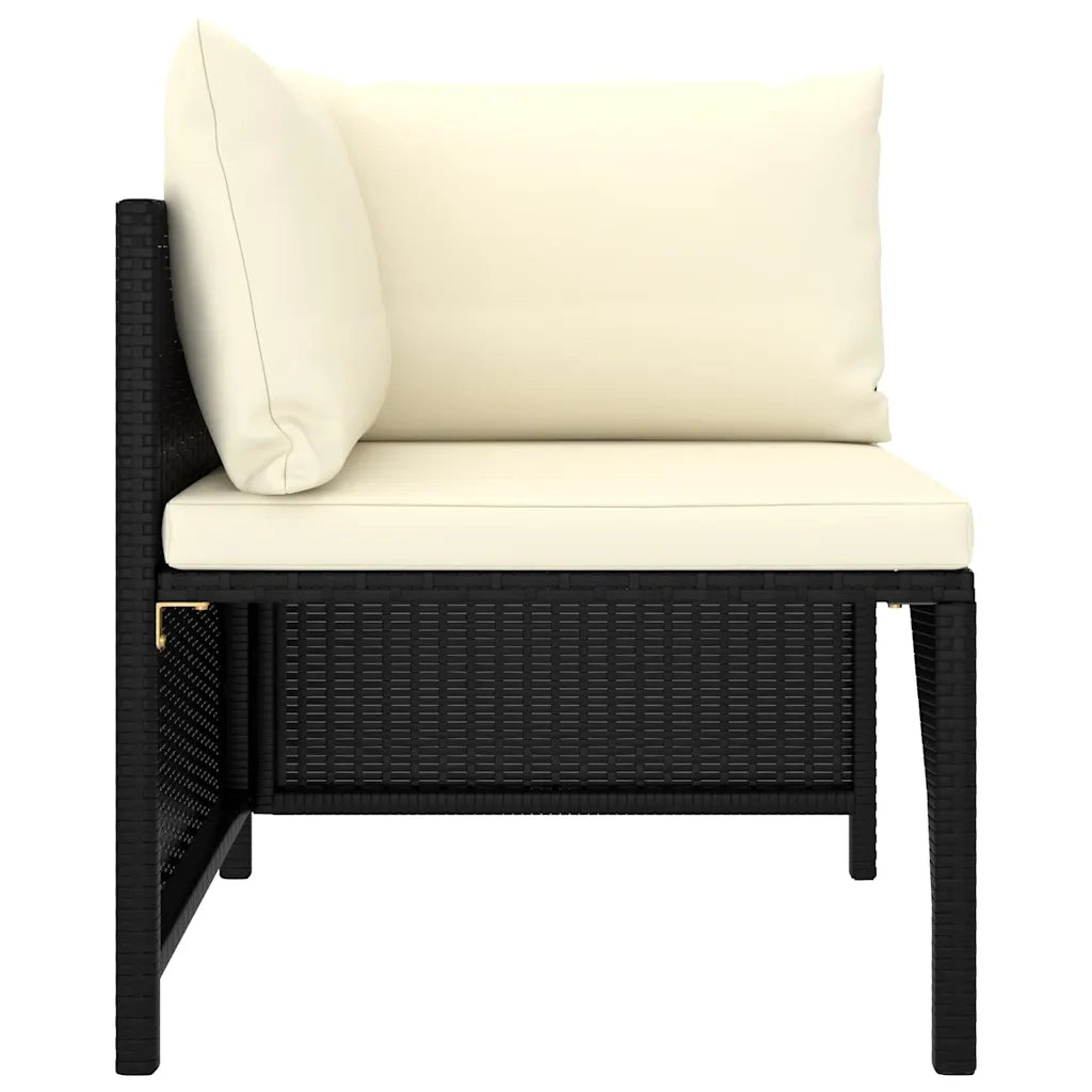 Set Divani da Giardino 5 pz con Cuscini in Polyrattan Nero 3059780