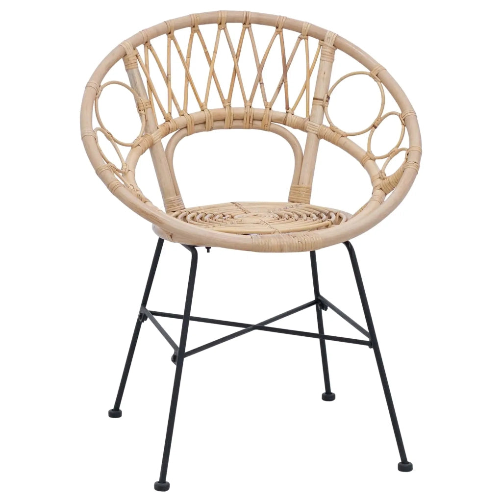 Sedia da pranzo 2 pcs Rattan e Ferro Naturale 54 x 65 x 82 cm