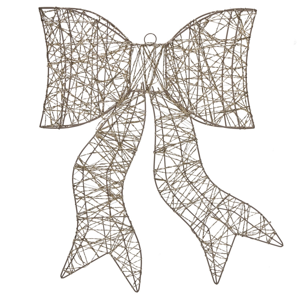 Fiocco di ferro dorato a LED Decorazione natalizia da 56 cm illuminata con 40 lampadine a LED