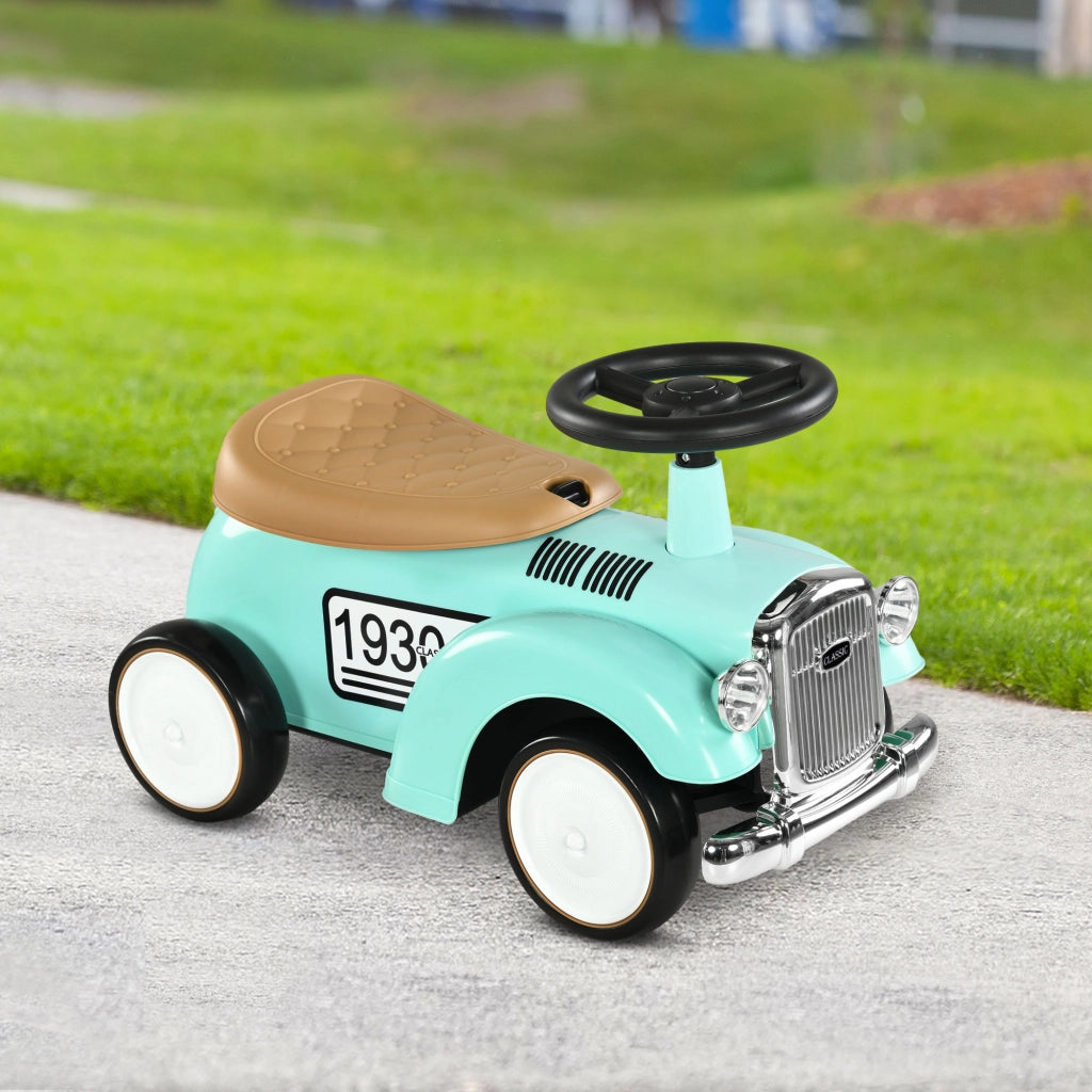 Coche Correpasillos per Bambini con Volante e Cassetto ¨C zephmum ¨C Verde Mint 58x27x35 cm