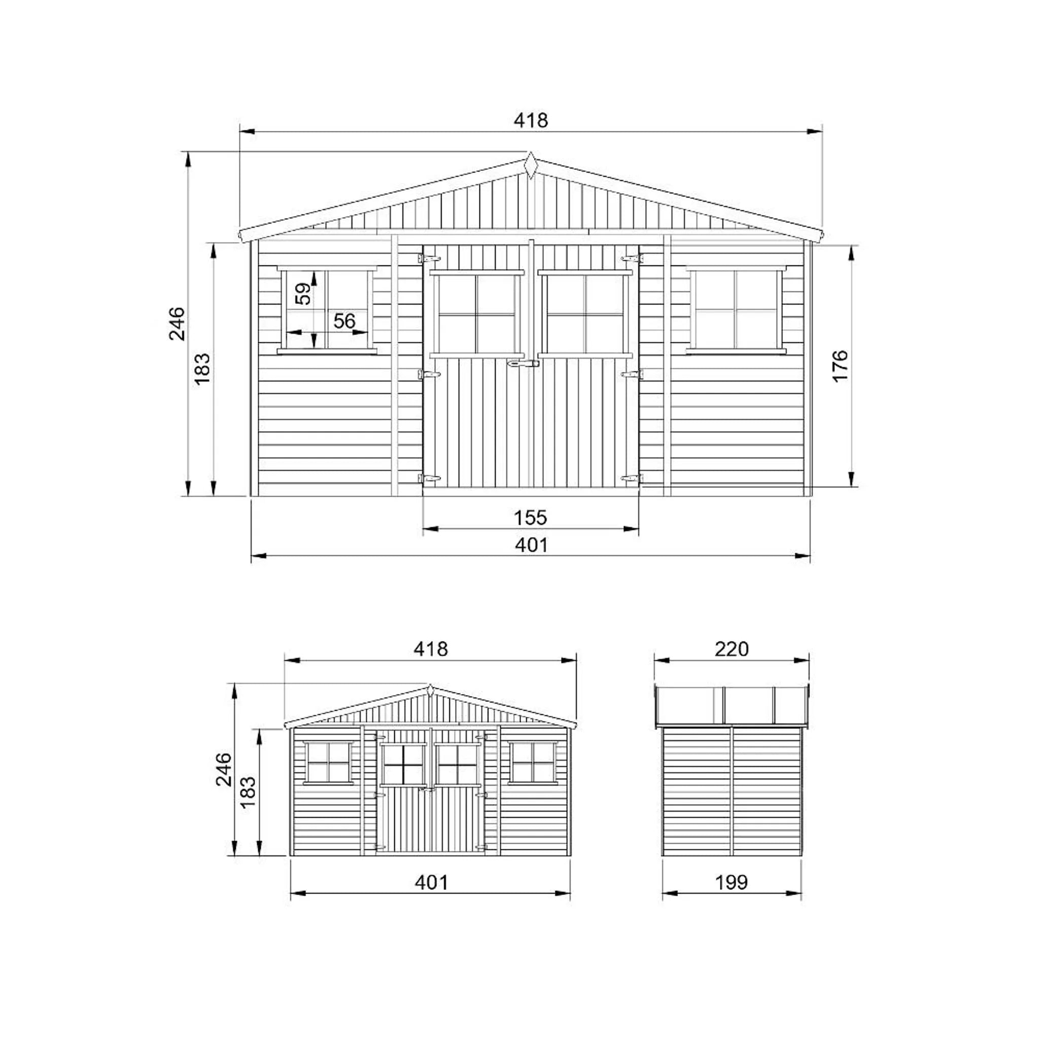 Casa da giardino in legno - 8 m?²- TIMBELA M332+M332G