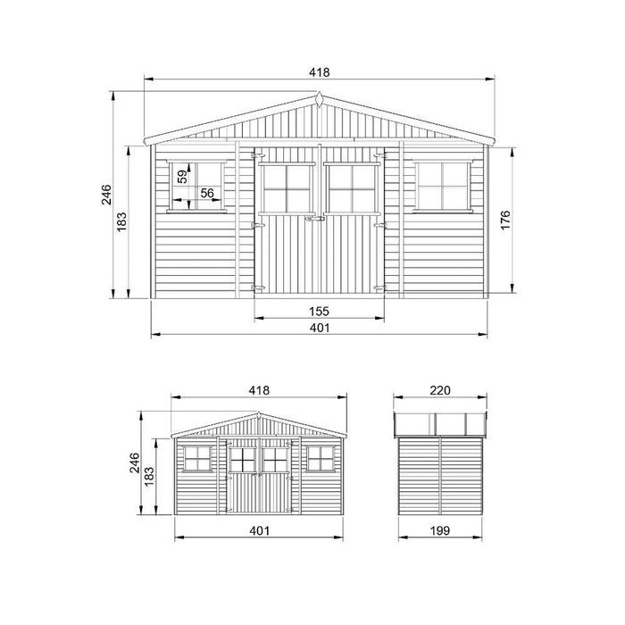 Casa da giardino in legno - 8 m?²- TIMBELA M332+M332G