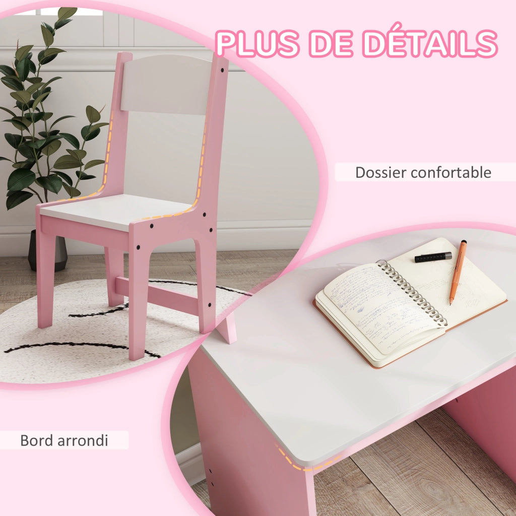 Scrivania bambini con sedia ergonomica cassetto ripiano tastiera 90x45x90 cm ¨C Xylo ¨C Rosa