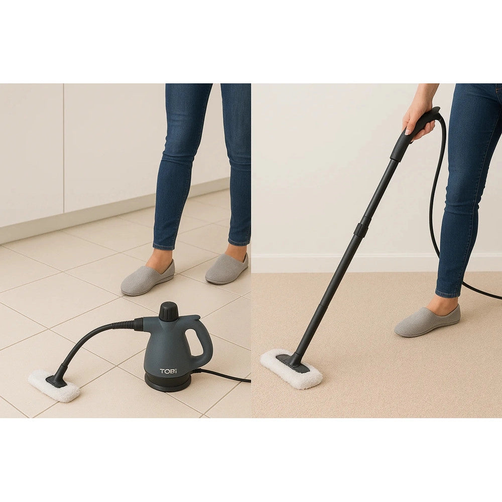 Trade Shop - Pulitore A Vapore Portatile 1500w Con 15 Accessori Per Pulizia Profonda Cucina Bagno Auto -