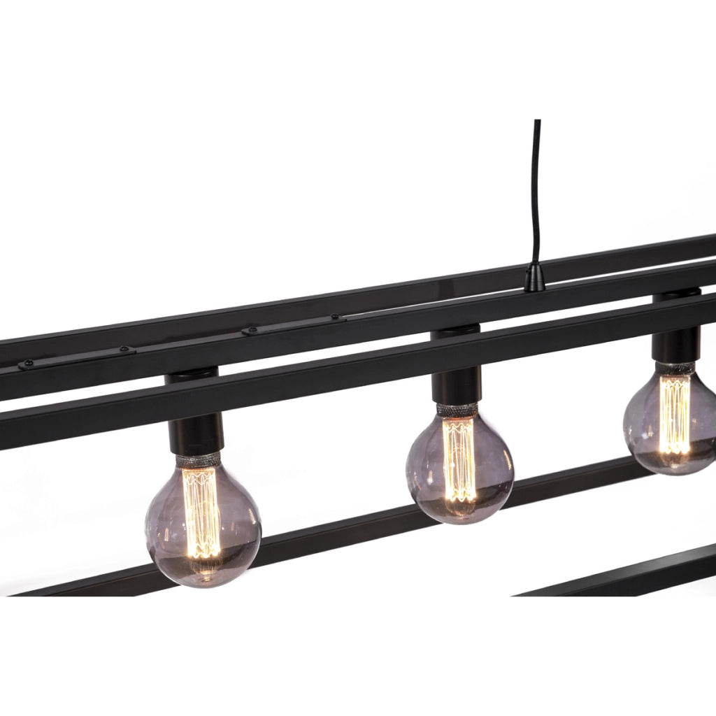 Lampadario a sospensione 7 luci H340 nero stile industriale a gabbia