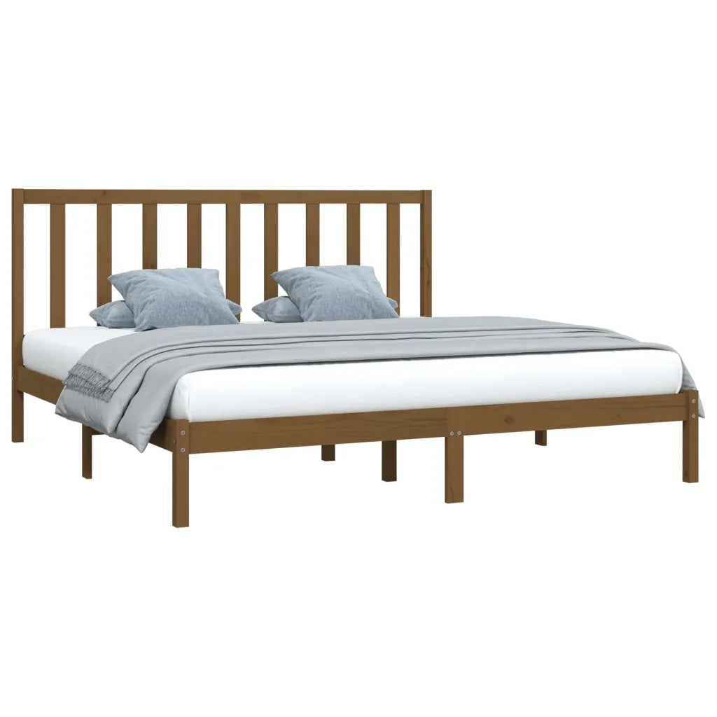 Letto matrimoniale | Letto per adulti | Giroletto senza Materasso Ambra in Legno di Pino 200x200 cm