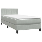 Letto singolo | Letto per adulti | Giroletto a Molle con Materasso Grigio Chiaro 80x210 cm Velluto